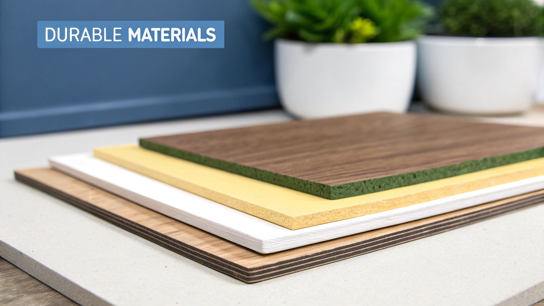 A close-up of a high-quality built-in cabinet showcasing its material texture and finish.